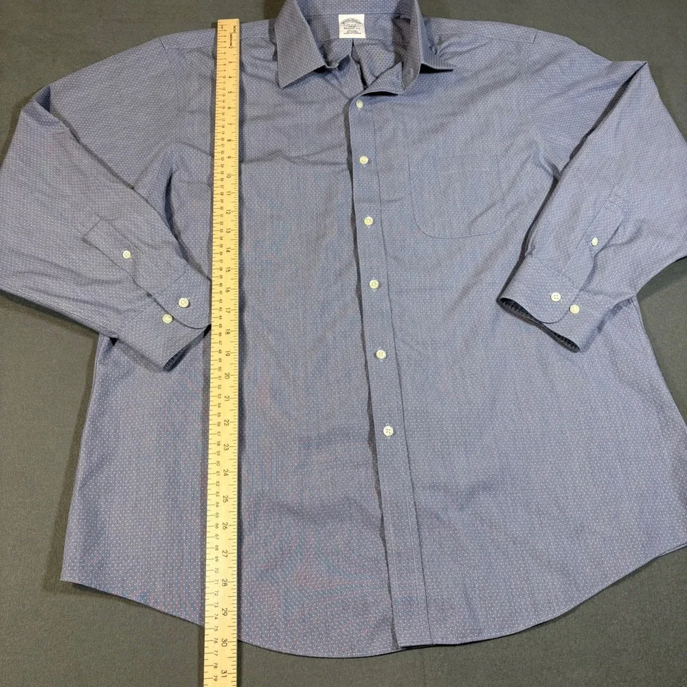 Brooks Brothers Regent Fit Button Down 17 2/3 Blue w/ White Polka Dots Button Up